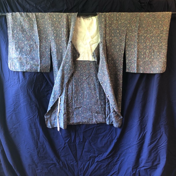 Light weight blue/grey silk michiyuki coat - Picture 2 of 6